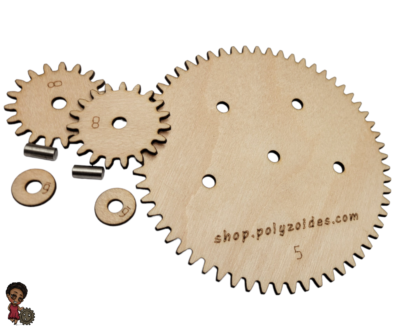 BewegtBauen Lasercut Holz Zahnräder für ein System der unendlichen Möglichkeiten, mit dem wir Figuren oder Gegenstände durch Miniaturwelten bewegen.
