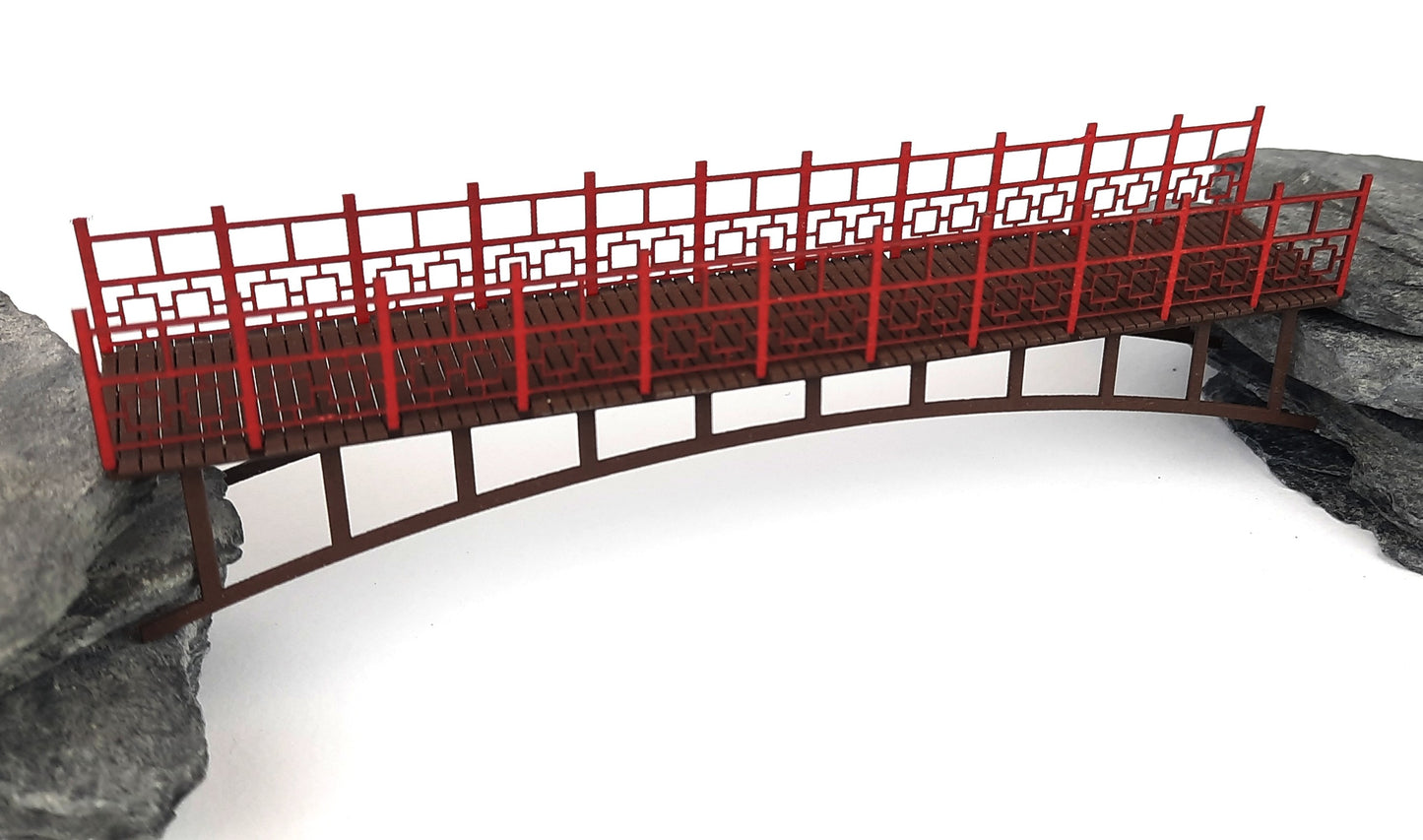 Holz-Bausatz für eine filigrane Fußgängerbrücke, Maßstab 1:87