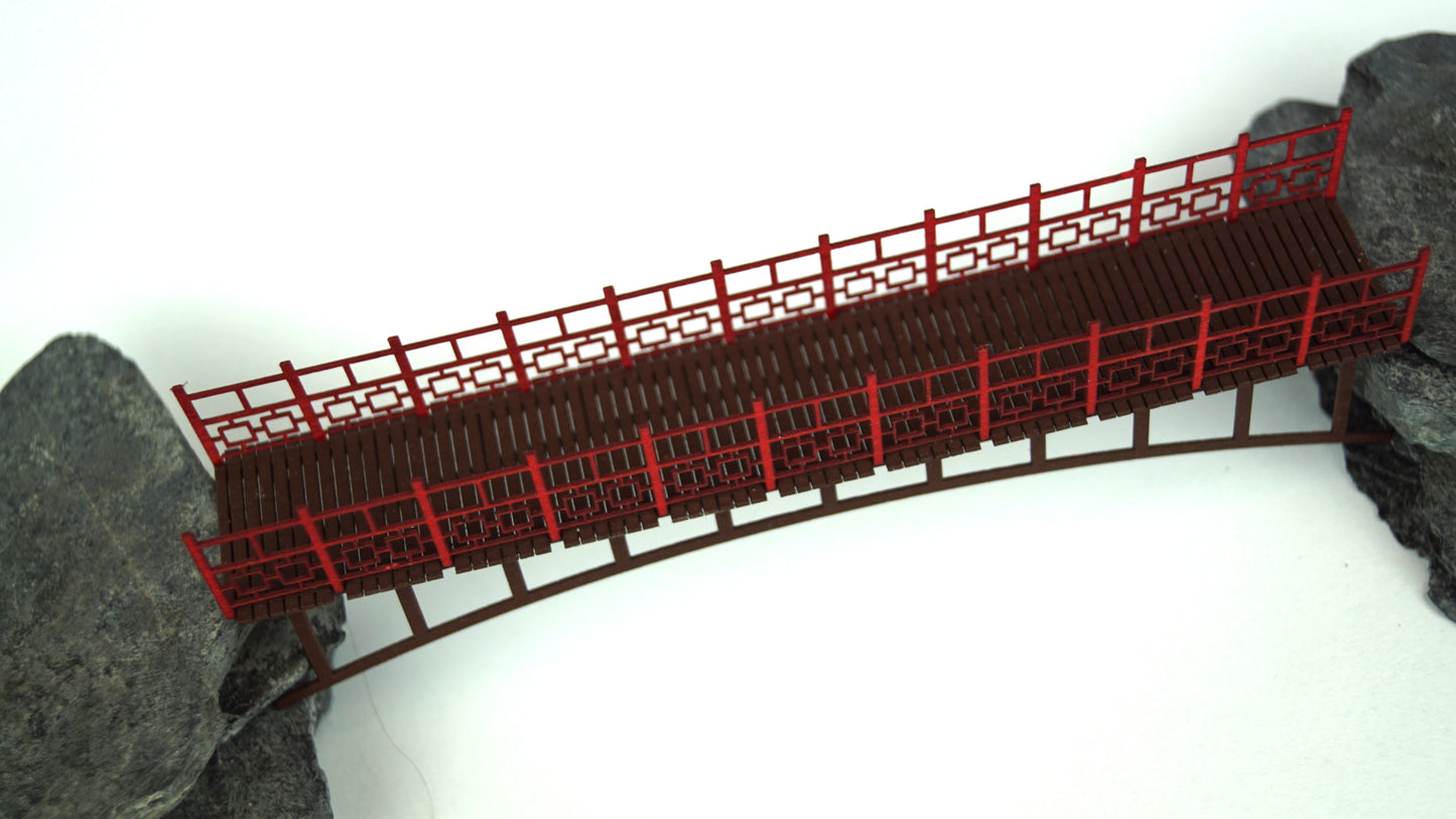 Holz-Bausatz für eine filigrane Fußgängerbrücke, Maßstab 1:87