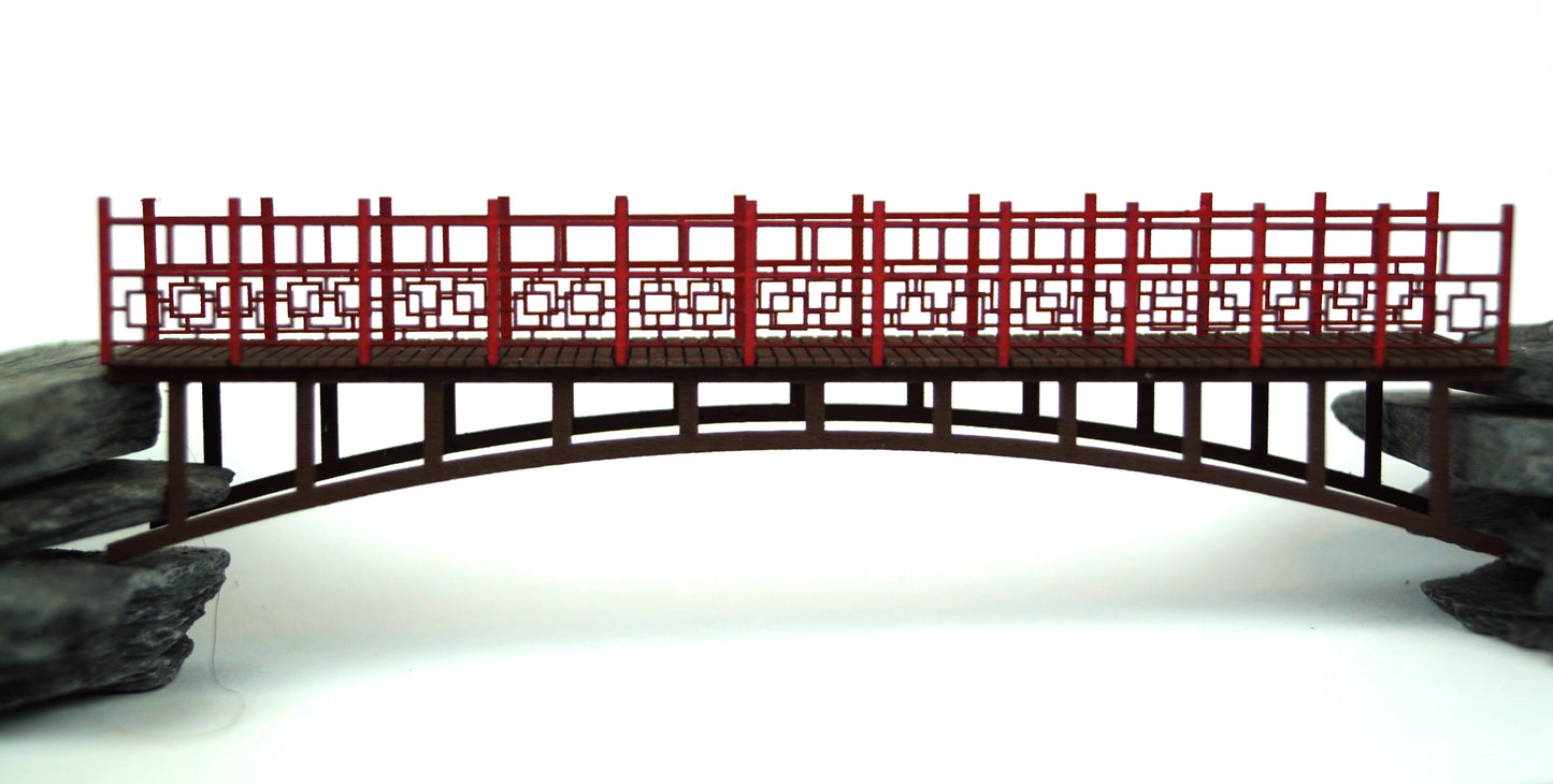 Holz-Bausatz für eine filigrane Fußgängerbrücke, Maßstab 1:87