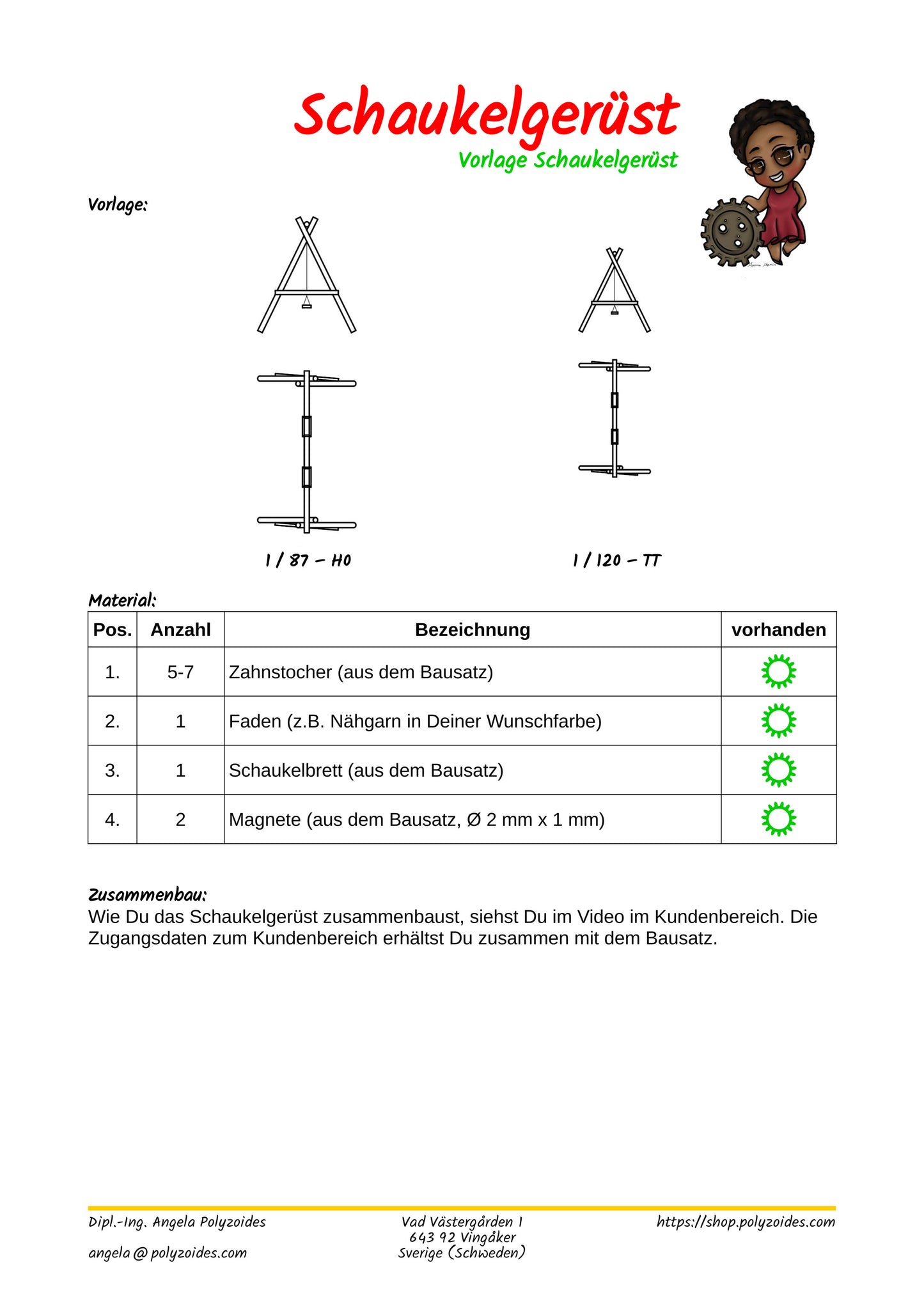 Bausatz Schaukel - für eine lebendige Modellwelt, H0 1:87 und weitere – inkl. Videoanleitung