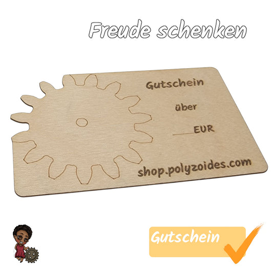 Freude schenken mit dem BewegtBauen Gutschein. Gutschein-Karte aus Holz.