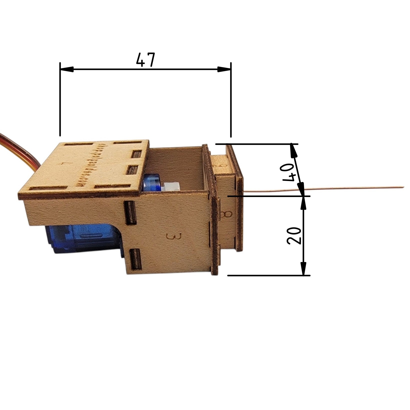 Maße vom Antrieb für den Bausatz Schild im Wind