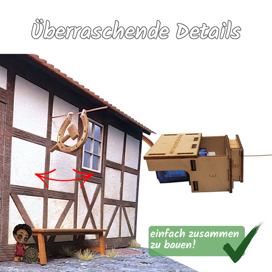 Überraschende Details im Diorama - Das Schild, das im Wind schwingt. 
