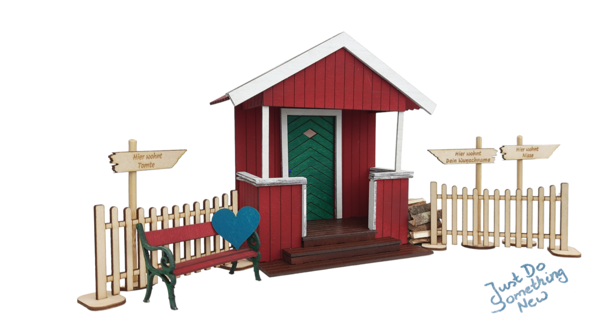 Die typisch schwedische Haustür für Deinen Wichtel. Inkl. personalisierbarer Wegweiser, Zaun und Bank. Eine Wichteltür nach unserer Originaltür.